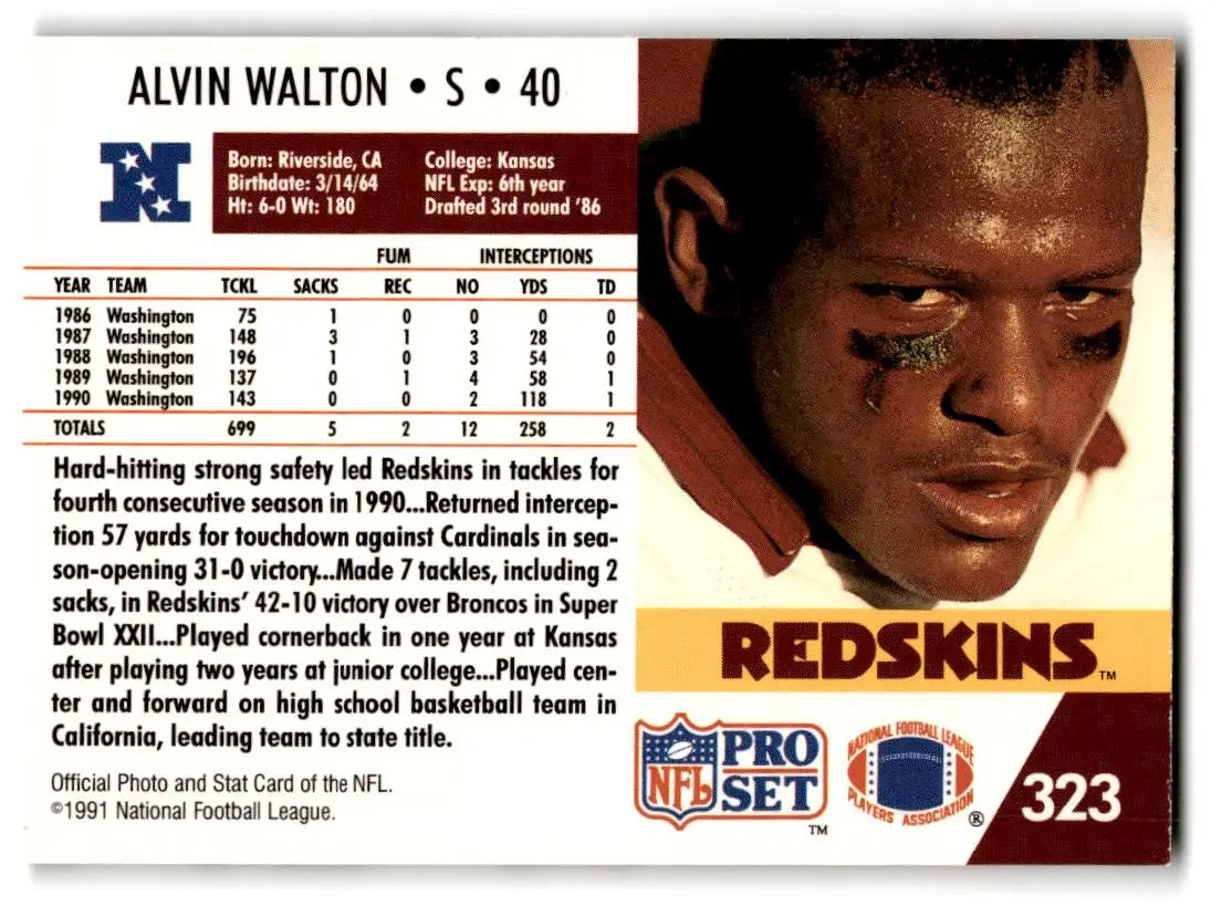 1991 Pro Set #323 Alvin Walton - Trading Card