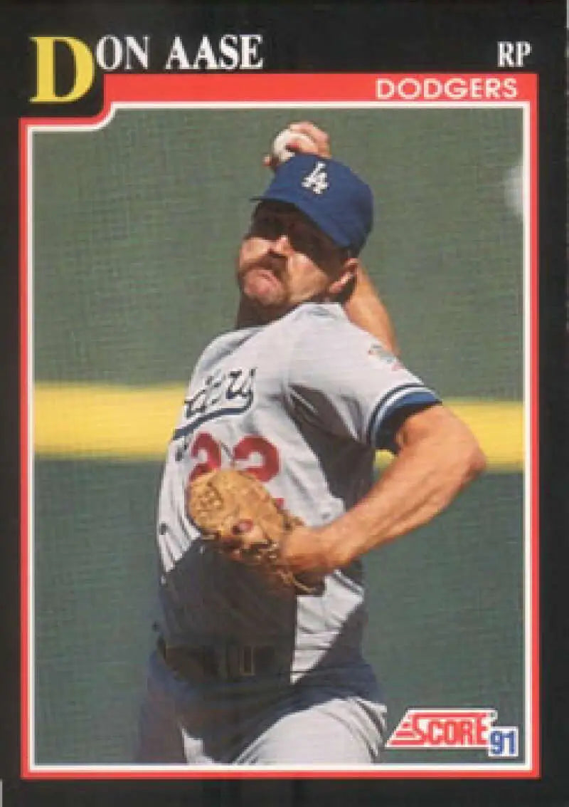 1991 Score baseball card of a Los Angeles Dodgers pitcher in mid-throwing motion