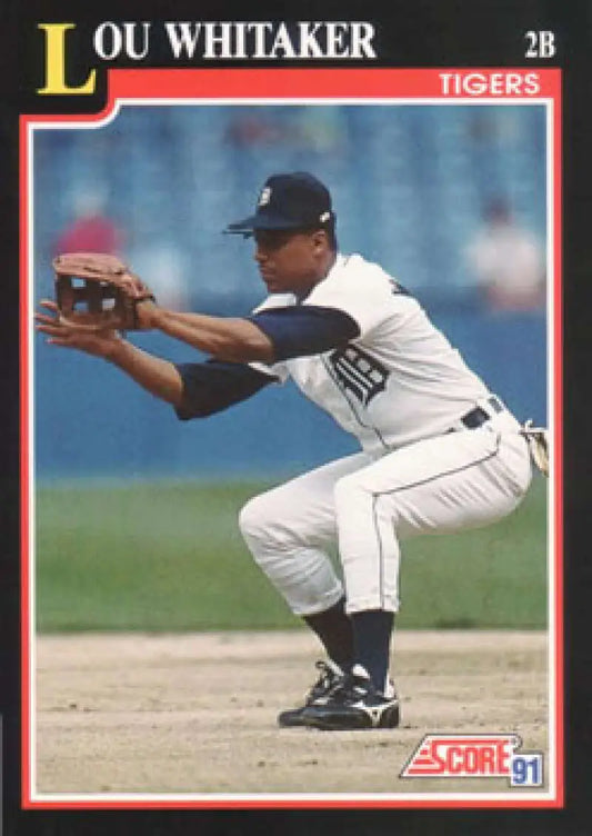 Detroit Tigers Baseball card of Lou Whitaker in a fielding stance
