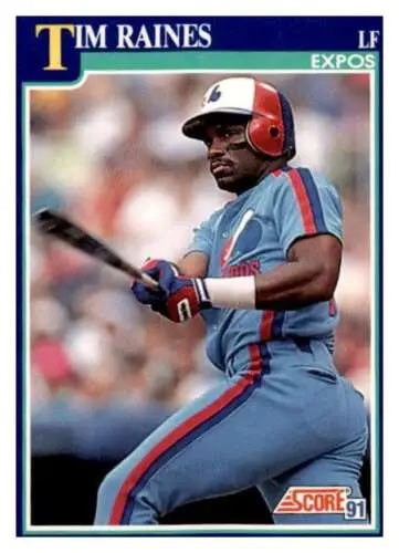 1991 Score #35 Tim Raines baseball card in original gloss condition for collectors