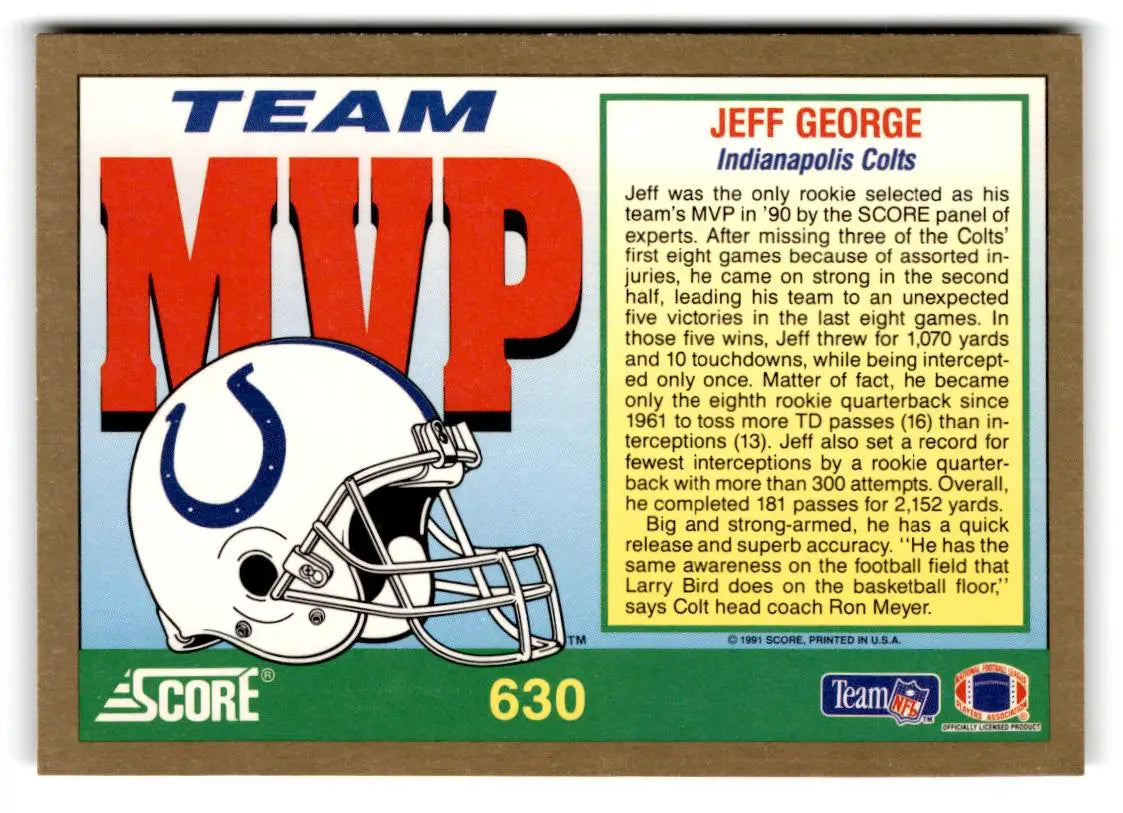 1991 Score #630 Jeff George - Trading Card