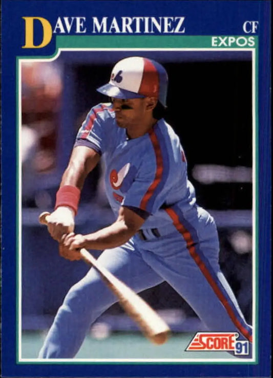 Dave Martinez in classic powder blue uniform on Montreal Expos baseball card