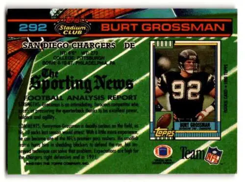 Burt Grossman football card 1991 Stadium Club original gloss San Diego Chargers