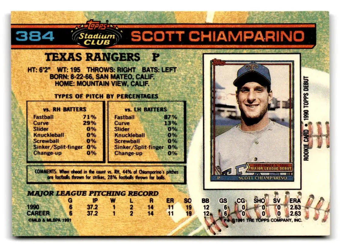 Scott Chiamparino baseball card from 1991 Stadium Club trading cards collection