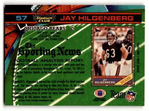 Jay Hilgenberg Chicago Bears football card 1991 Stadium Club original gloss NM condition