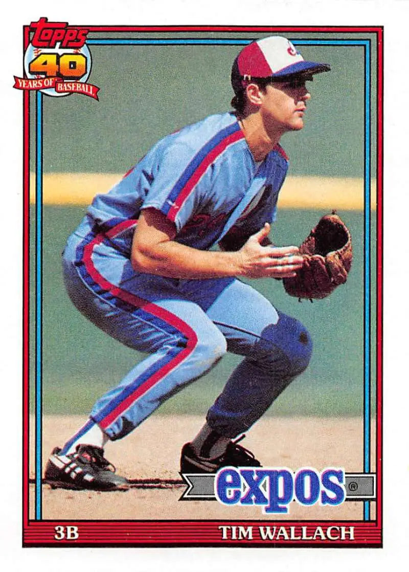 Tim Wallach fielding on a 1991 Topps Montreal Expos Baseball Card