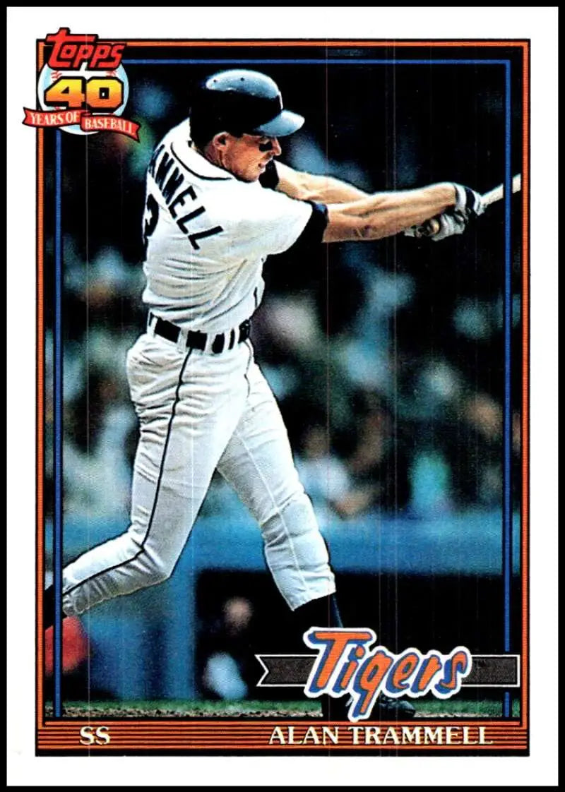 Alan Trammell batting on 1991 Topps #275 Detroit Tigers Baseball Card