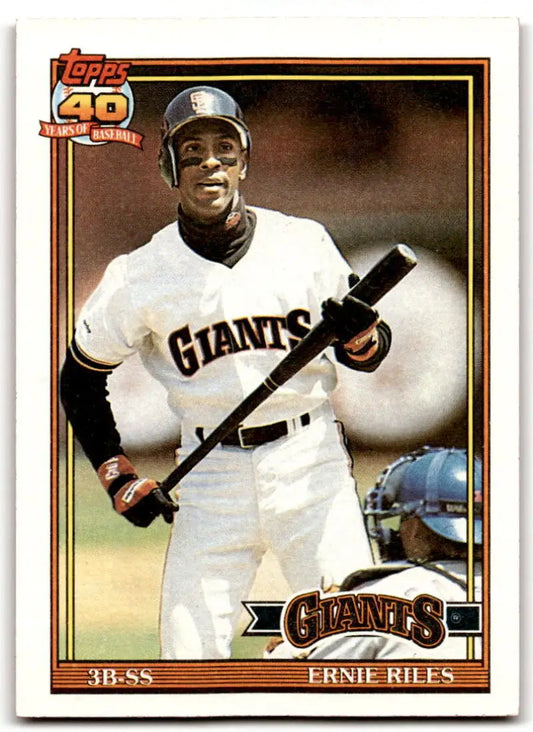 Baseball card of Ernest Riles in San Francisco Giants uniform with bat