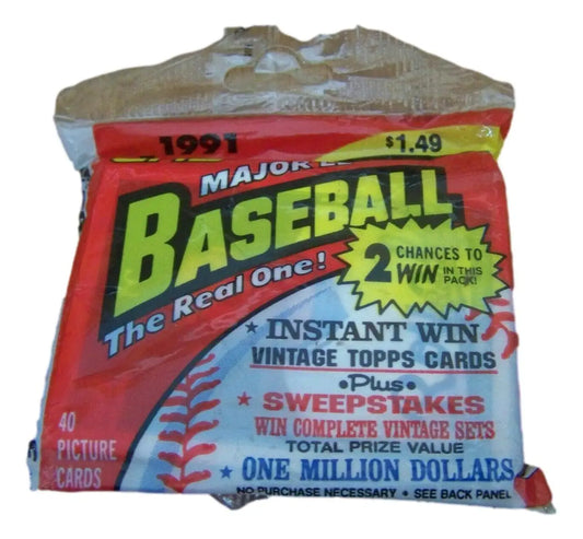 Vintage 1991 Topps Baseball Jumbo Retail Pack featuring 40 trading cards