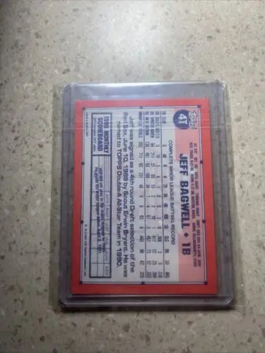 Jeff Bagwell 1991 Topps Traded Grey Back #4T rookie trading card display