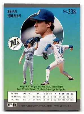 1991 Ultra #338 Brian Holman baseball card for trading card collectors