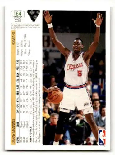 1991 Upper Deck Danny Manning Los Angeles Clippers Basketball Card with original gloss
