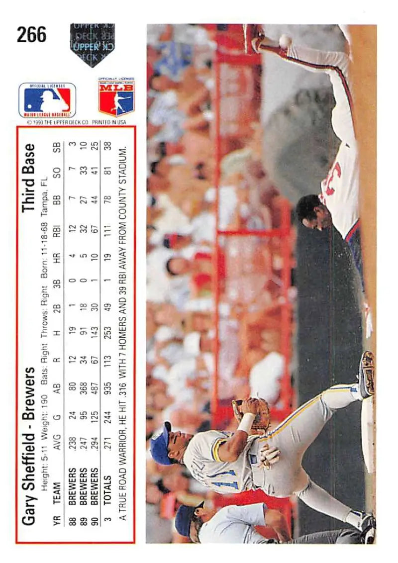 Gary Sheffield leaping catch near outfield wall on 1991 Upper Deck baseball card