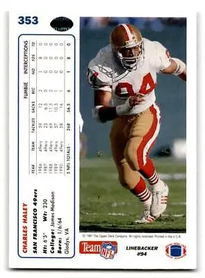 1991 Upper Deck #353 Charles Haley Football Player Trading Card collectible