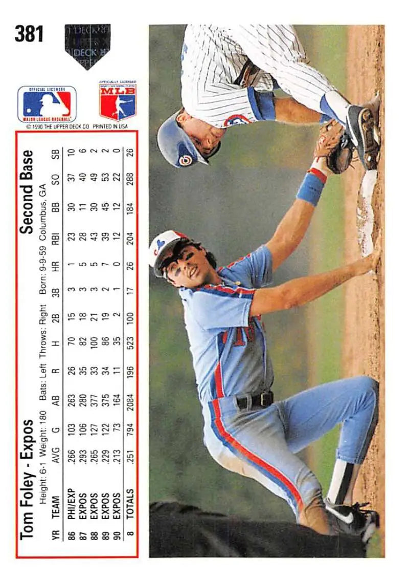 Tom Foley making a catch at first base on 1991 Upper Deck Montreal Expos card