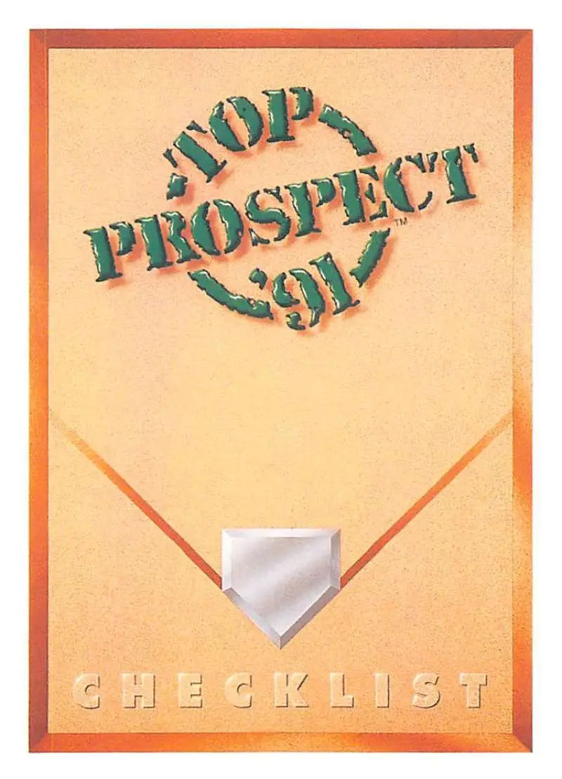 1991 Upper Deck Top Prospect Checklist Baseball Card with home plate design