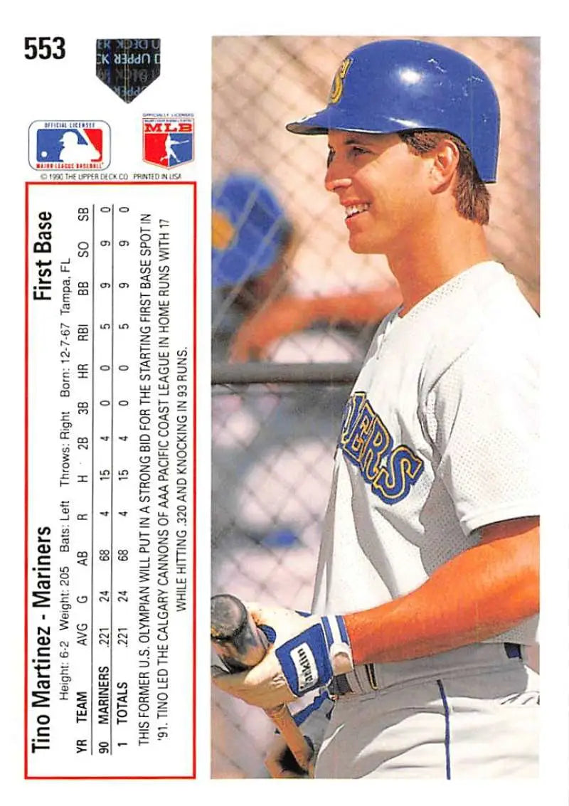 Tino Martinez in Tampa Bay Devil Rays uniform on 1991 Upper Deck baseball card