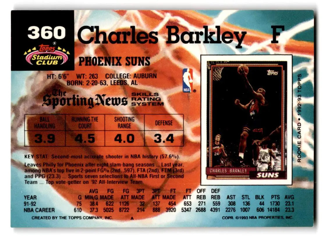 Charles Barkley 1992-93 Stadium Club trading card in excellent condition
