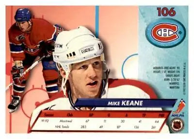 1992-93 Ultra #106 Mike Keane hockey card, a valuable addition to trading cards collection