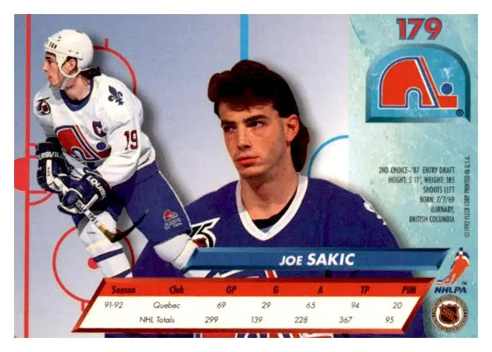 1992-93 Ultra #179 Joe Sakic - Trading Card