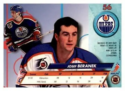 Josef Beranek trading card from the 1992-93 Ultra #56 collection