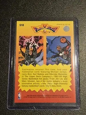 Fanimation basketball card from 1992-93 Upper Deck High Series featuring Jordan and Bird