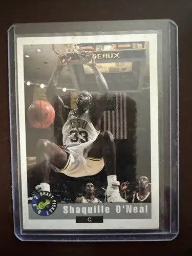 Shaquille O’Neal 1992 Classic Draft Picks NBA trading collector card in protective sleeve