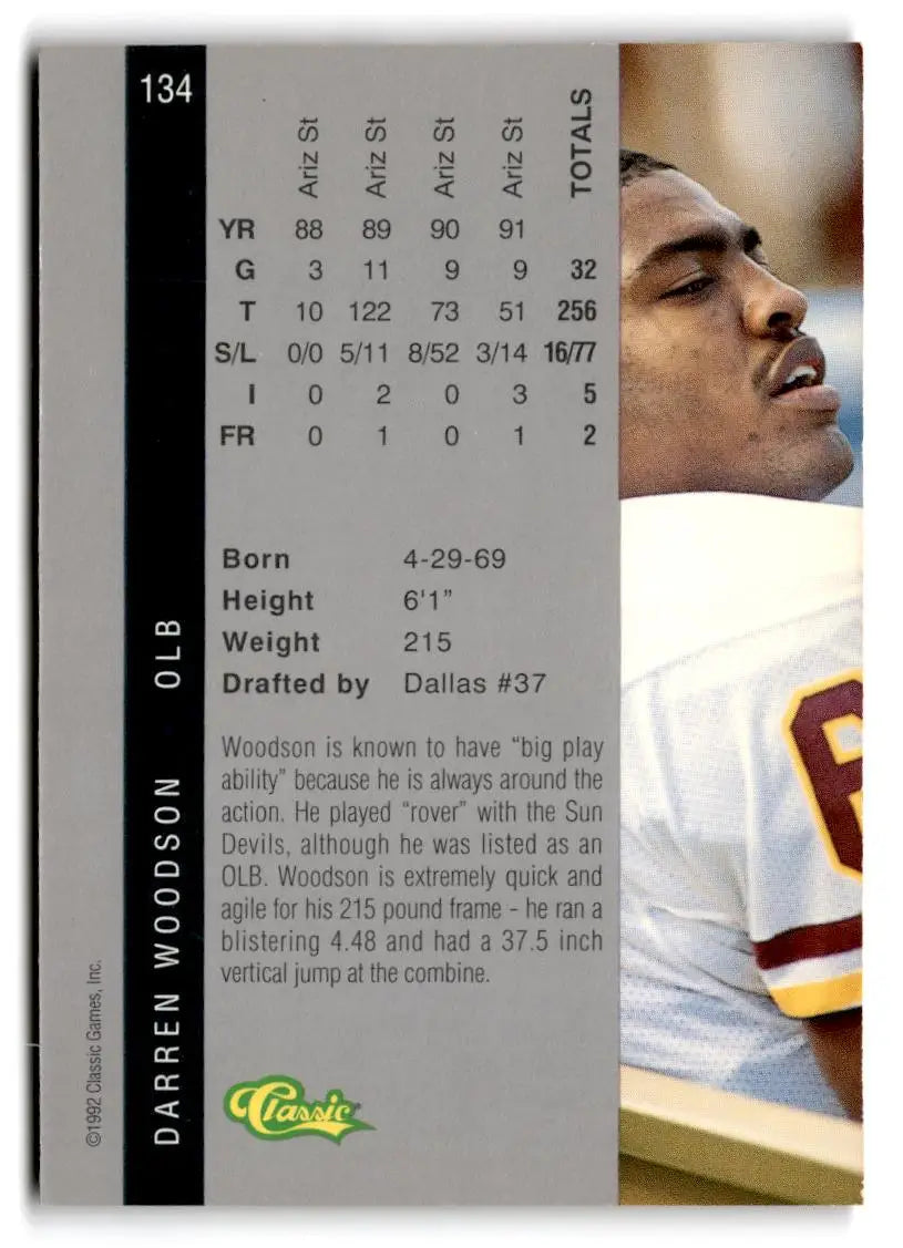 1992 Classic Four Sport #134 Darren Woodson - Trading Card