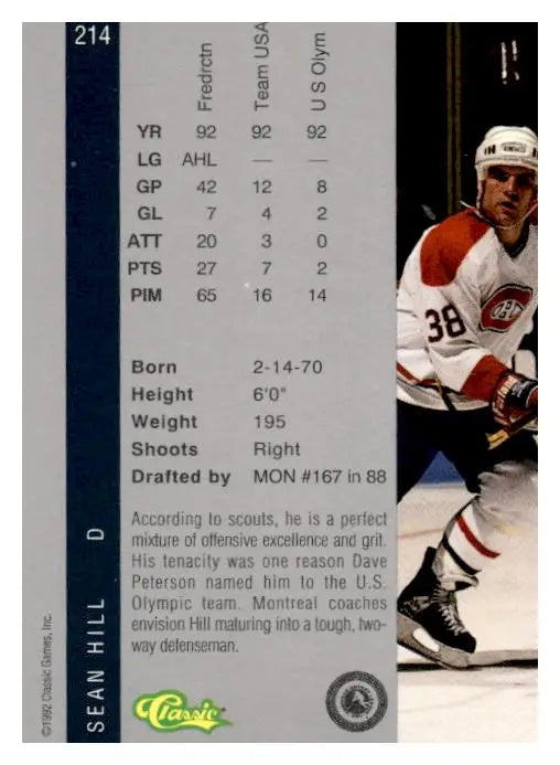 1992 Classic Four Sport #214 Sean Hill - Trading Card