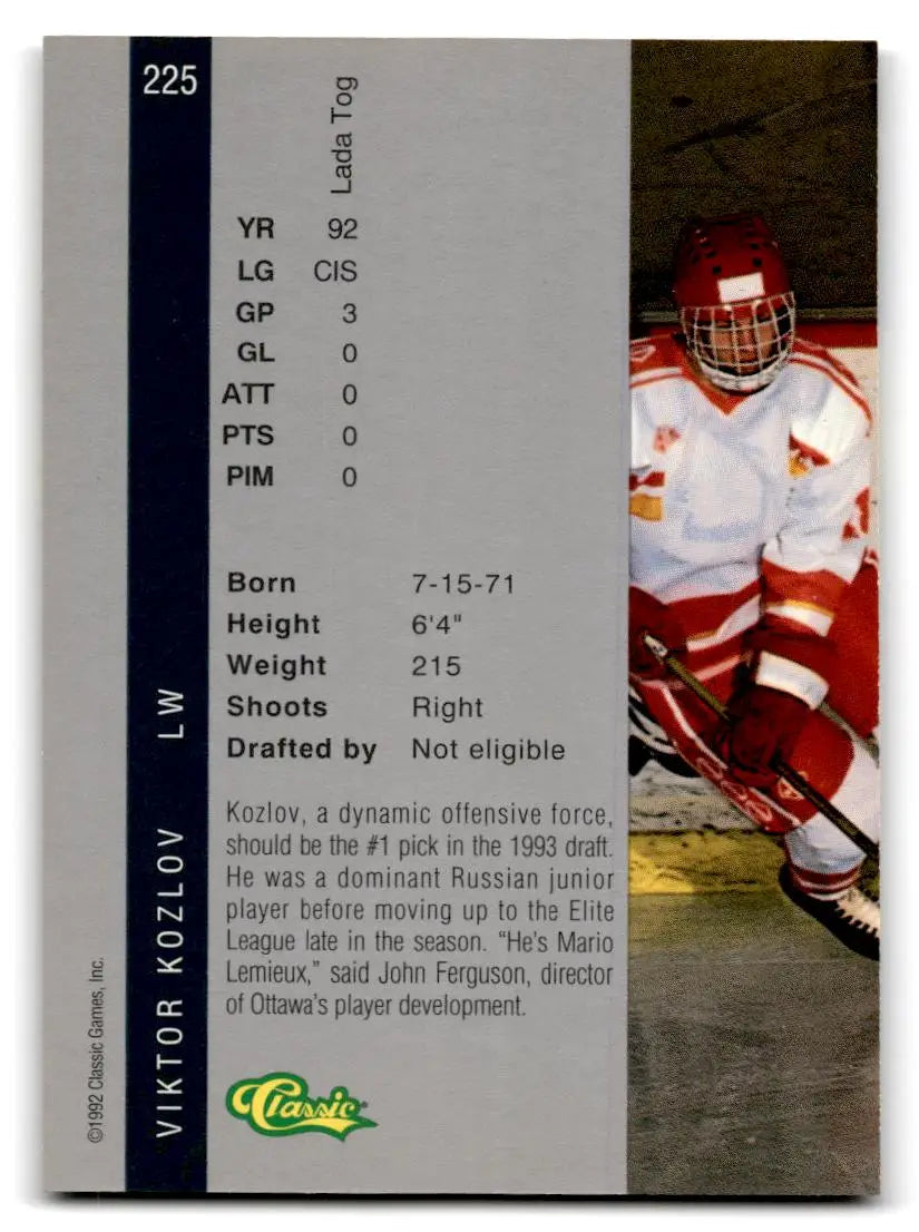 1992 Classic Four Sport #225 Viktor Kozlov - Trading Card