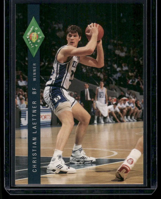 Trading card featuring Christian Laettner in Duke uniform from 1992 Classic Four Sport Collection