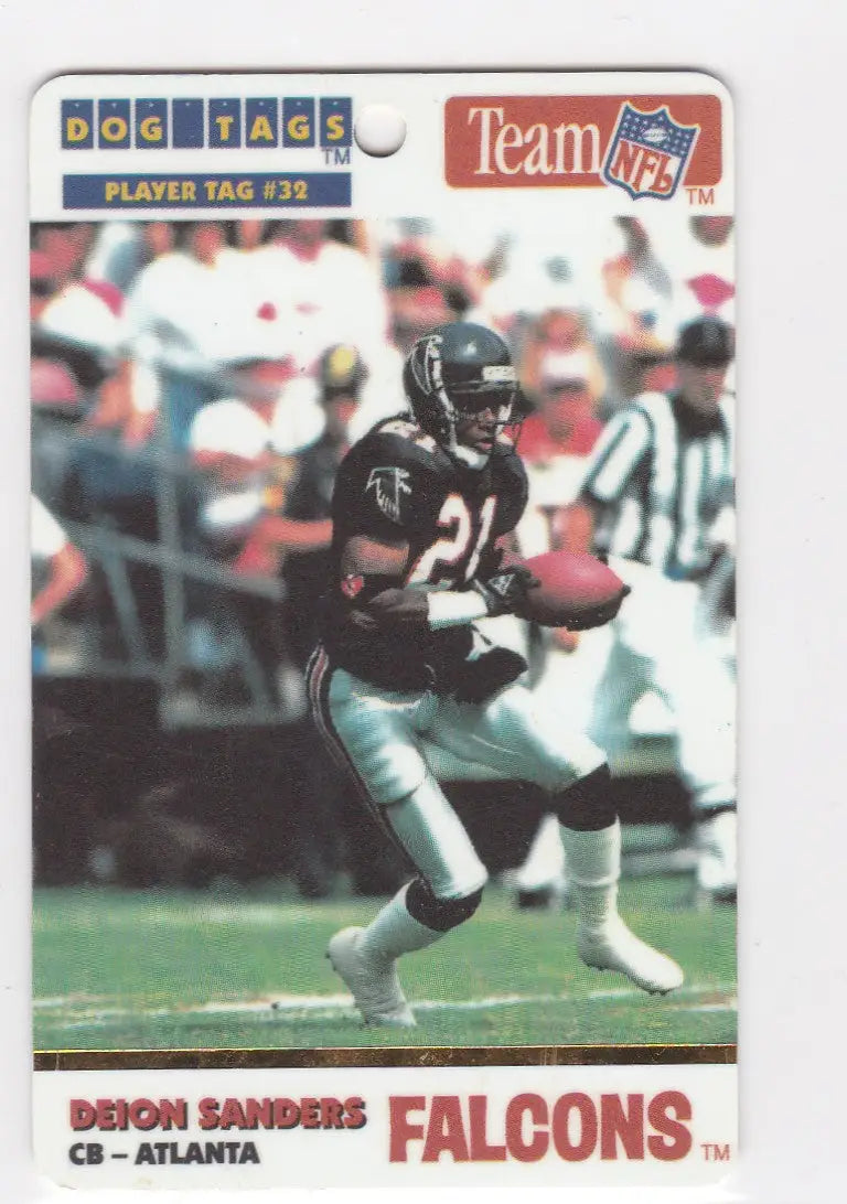 Deion Sanders Atlanta Falcons dog tags featuring 1992 card design