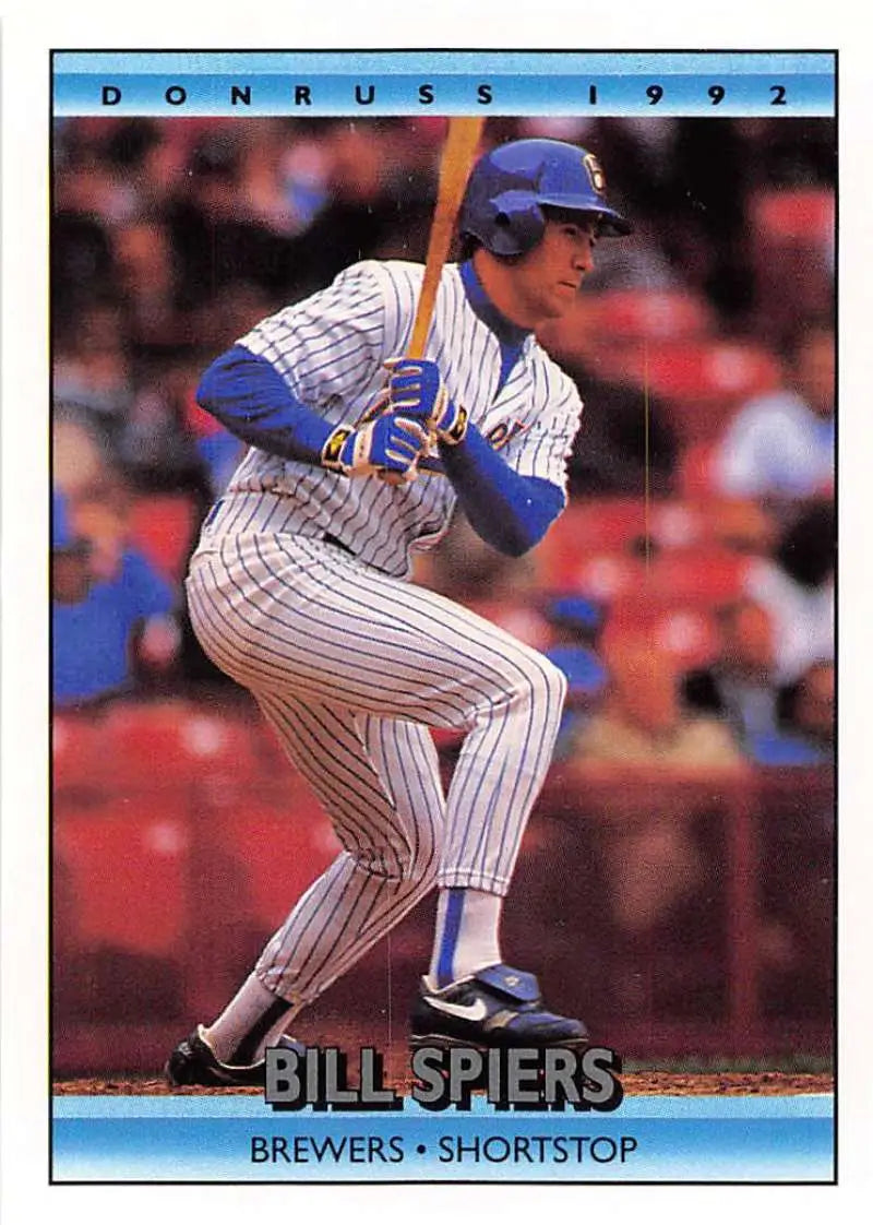 1992 Donruss #364 Bill Spiers NM-MT Milwaukee Brewers baseball card in pinstriped uniform