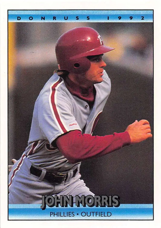 1992 Donruss Baseball Card of John Morris, Philadelphia Phillies Outfielder in Uniform