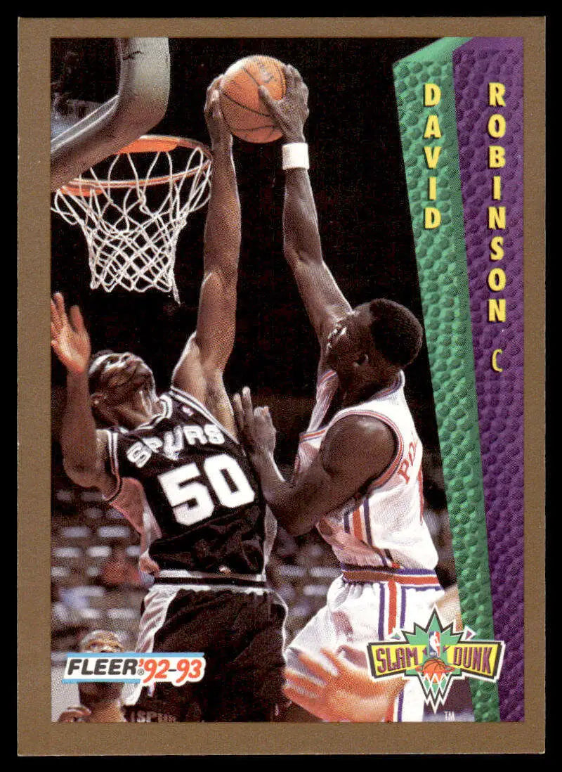 Basketball trading card of David Robinson from San Antonio Spurs in action near the hoop