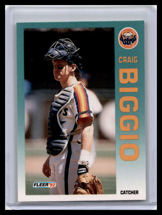 Houston Astros Baseball Card featuring Craig Biggio in catching gear NM-MT condition