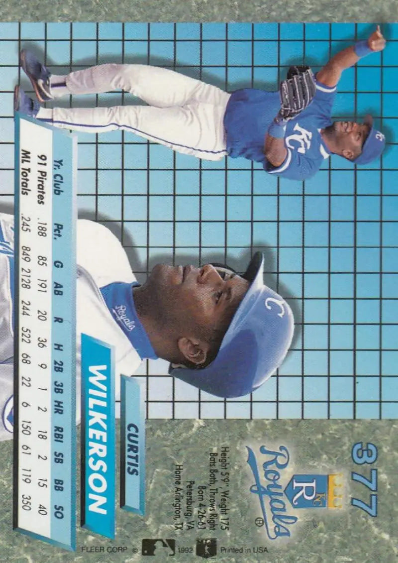 Baseball card of Kansas City Royals player in action from 1992 Fleer Ultra #377