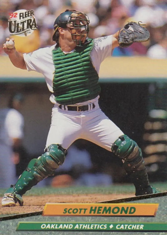Baseball catcher Scott Hemond of the Oakland Athletics in his 1992 Fleer Ultra card