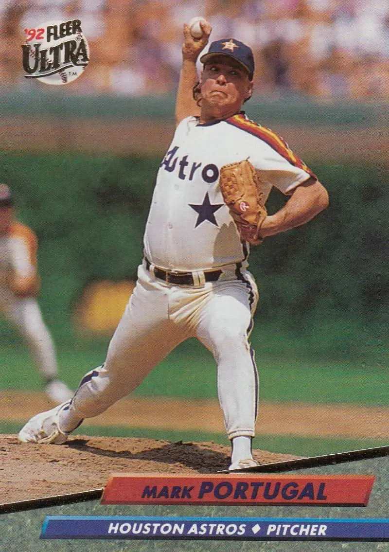 Mark Portugal in Houston Astros uniform mid-delivery, Fleer Ultra baseball card