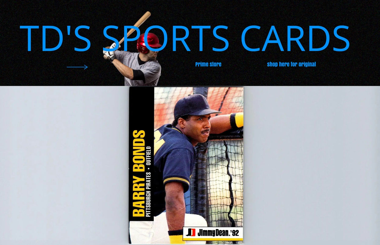 1992 Jimmy Dean #2 Barry Bonds baseball trading card for collectors and fans