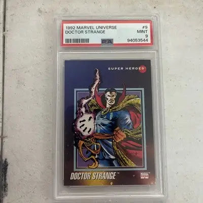 Graded 1992 Marvel Universe Doctor Strange trading card PSA 9 MINT display