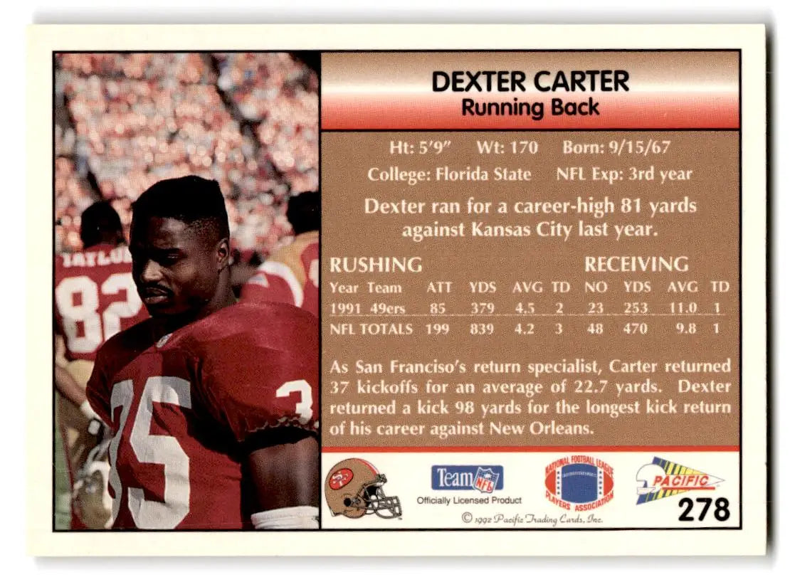 1992 Pacific #278 Dexter Carter - Trading Cards