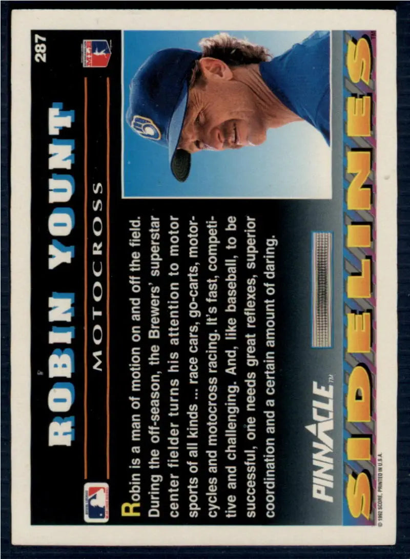 Baseball card featuring Robin Yount of the Milwaukee Brewers from Pinnacle brand