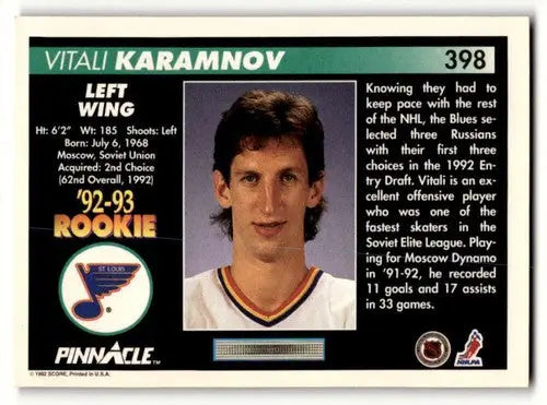 Original gloss Vitali Karamnov rookie hockey card of the St. Louis Blues team