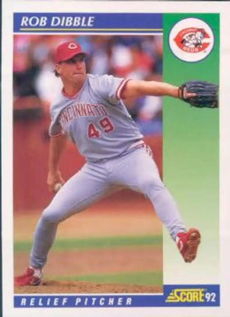 Rob Dibble pitching for Cincinnati Reds on 1992 Score baseball card number 455