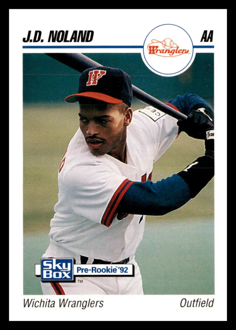 Baseball card of J.D. Noland in batting stance for Wichita Wranglers