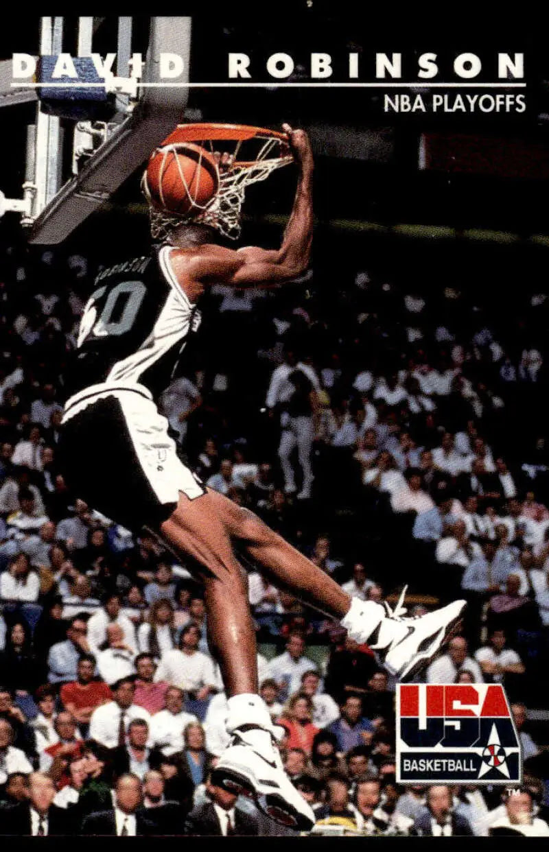 David Robinson performing a slam dunk on a USA Basketball Card image