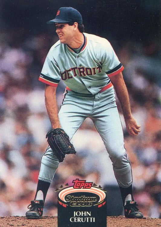 Detroit Tigers pitcher John Cerutti in gray uniform on the mound, Topps Stadium Club card