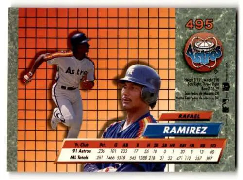 1992 Ultra #495 Rafael Ramirez Houston Astros Baseball Card in original gloss condition
