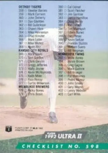 1992 Ultra II Baseball Card Checklist featuring Scott Sanderson and original gloss quality